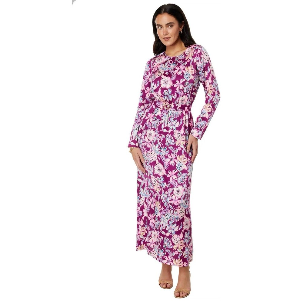 LILLY PULITZER Leolynn Long Sleeve Maxi Dress Size 2 Cherry Tropical Twist‎ NEW
